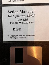 Plustek Action Manager für OpticPro 4800P Scanner – Version 1.35 – MS-Windows 3.