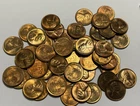 1940 TO 1949 RED  BU MIXED S MINT LINCOLN CENT ROLL / 50 COINS