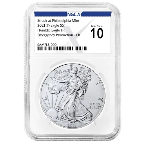 2021 (P) $1 1-oz American Silver Eagle NGCX MS10 ER X Label