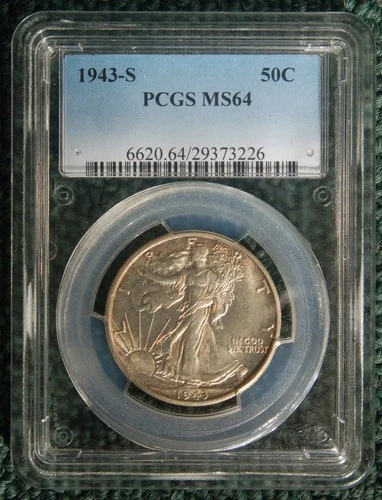 1943-S Walking Liberty Half Dollar PCGS MS 64 with a strong strike