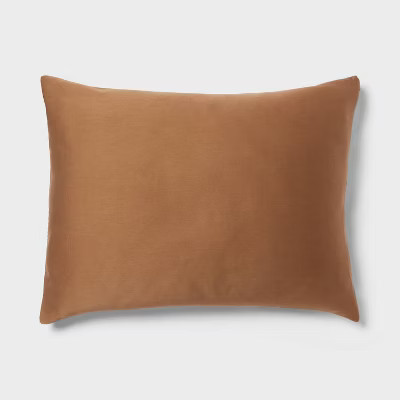 Full/Queen Washed Cotton Sateen Comforter and Sham Set Light Brown - Threshold