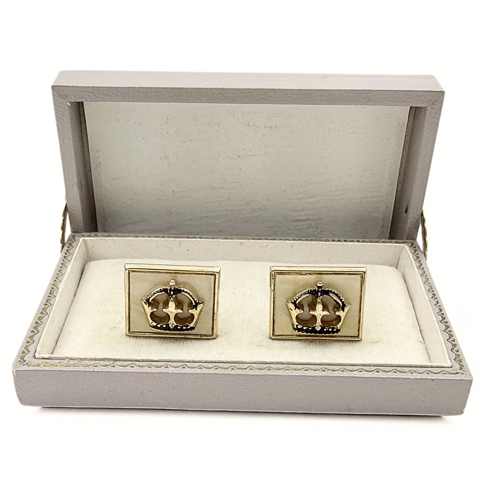 Swank Signed Rectangular Gold Plated Crown Fleur-… - image 2