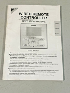 Daikin Industries BRC1E73 Remote Controller Operation Manual ONLY