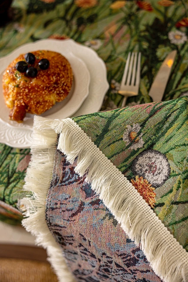 Bohemian Table Cloth Geometric Flower Dandelion Butterfly Dining Table Cover - Image 4 of 4