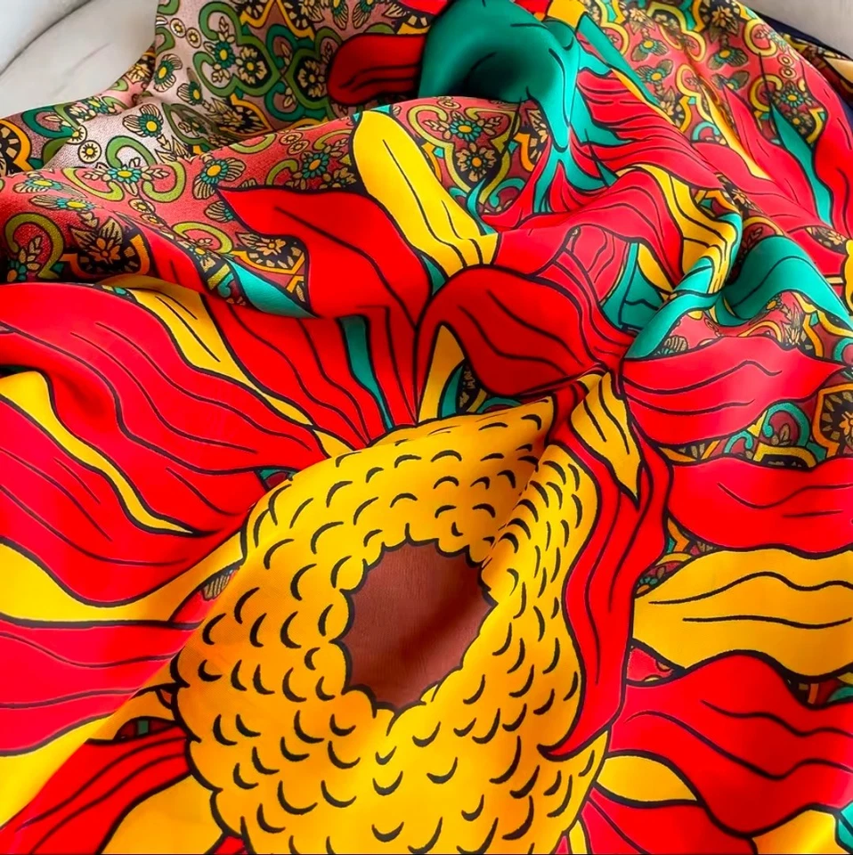 Bufanda Girasol Floral, 180x90 cm, Sensación Suave y Sedosa, Diseño Elegante Foto 3 de 4