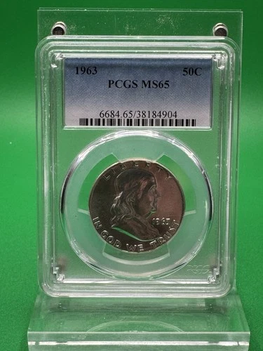1963 PCGS MS 65 Franklin Silver Half Dollar, USA Silver 50-Cent Coin, Tone