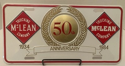 Trucking Company Collectables.   McLean Trucking Anniversary Plate