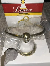 Melard Lenox Towel Ring White Porcelain & Brass New