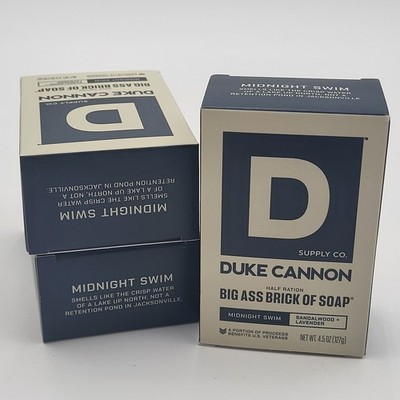 Lot of 3 Duke Cannon Midnight Swim Half Ration Brick of Soap 4.5oz