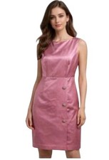 VTG Lilly Pulitzer Evalyn Swing Dress Women's Size 2 Pink Satin Jewel Accent