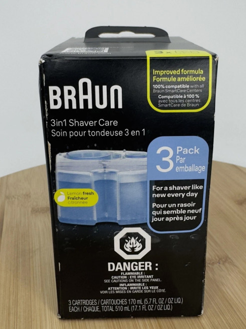Braun 3in1 Shaver Care Lemon Fresh Cleaning Cartridges 3 Pack Made in Ireland