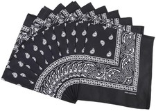 10 PCS Black 100 Cotton Bandanas Fashion Scarf For Men Women Paisley Print