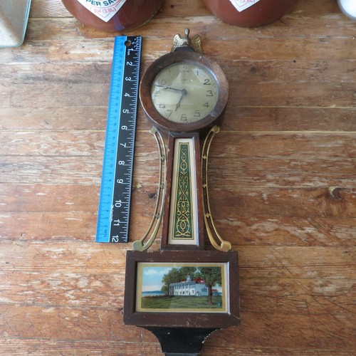 New Haven Clock U.S.A. Banjo Wall Clock 'Mount Vernon' 18" 8 Day Antique