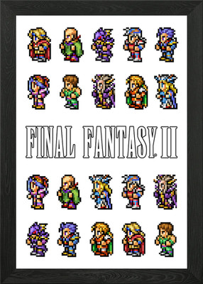 Final Fantasy II Pixel Art Framed Wall Art Poster Canvas Print Picture