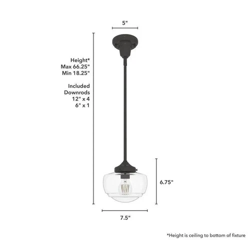 Hunter Saddle Creek 1-Light Noble Bronze Mini Pendant w/ Clear Seeded Glass - Picture 8 of 8