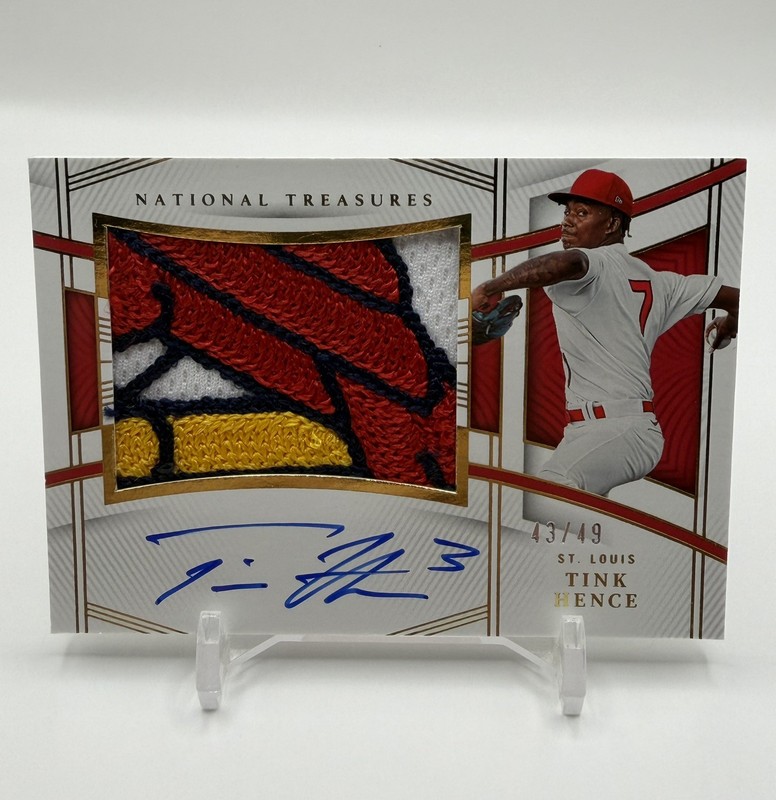 2023 National Treasures Tink Hence Cardinals Patch Auto /49! Sick Logo Patch!