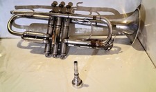 Vintage 1936  Silver Plated Brass Trumpet by Pan American Music Company-WW2 era