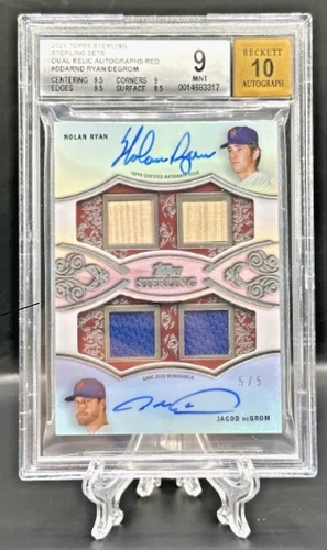 2021 Topps Sterling Nolan Ryan /Jacob DeGrom Dual Patch Auto /5 BGS 9/10