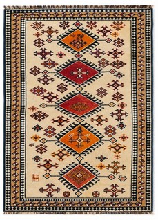 Rare Hand knotted Vintage Shrz Pictorial Wool Area Rug 7.5 x 3.6 Ft