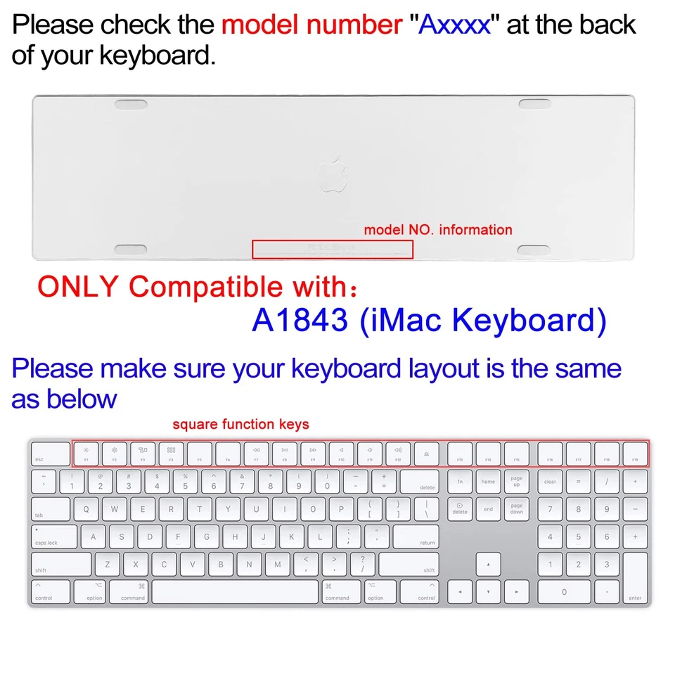 Silicone Keyboard Cover for Apple iMac Magic Keyboard with Numeric Keypad MQ0... - Image 2 of 4