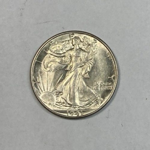 1941-D Walking Liberty Half Dollar Brilliant AU++ Original Golden Tone