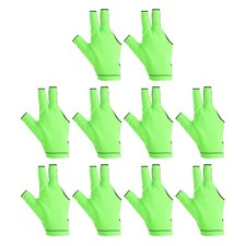 10pcs, 3 Finger Pool Glove Left Hand Breathable Billiard Gloves Green Black