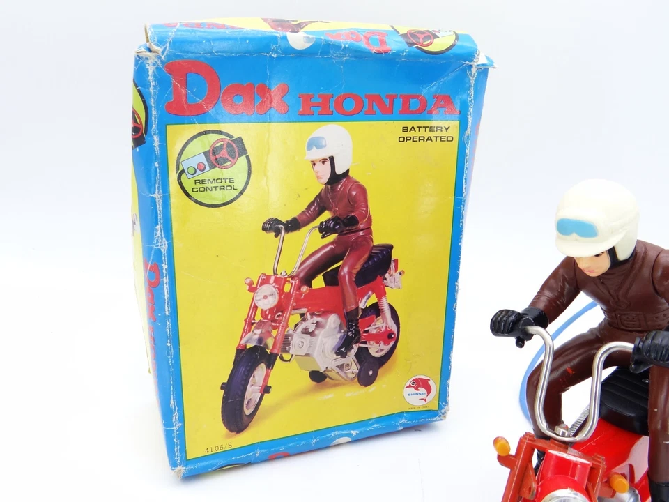 Dax Honda Polizei Motorrad Antik Blechspielzeug Fernlenkung Shinsei Japan OVP - Bild 3 von 4