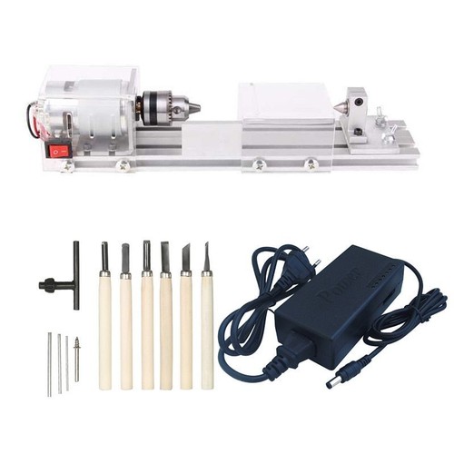 Mini Wood Lathe Machine 96W Pearl Lathe Polishing Beads Drill Rotary Tool - Picture 2 of 14