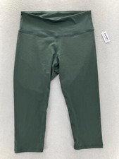 Old Navy Active PowerPress Leggings Women's XL Green Stretch Cropped Go-Dry Gym