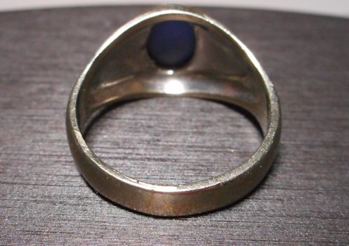 Men's Vintage 70s Lindy blue star sapphire ring set into 14k white gold size:8 - Picture 4 of 14