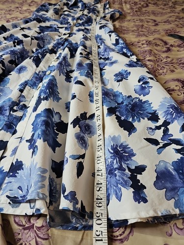 K studio collection cotton long sleeveless dress White blue flowers Size 14 - 第 10/12 張圖片