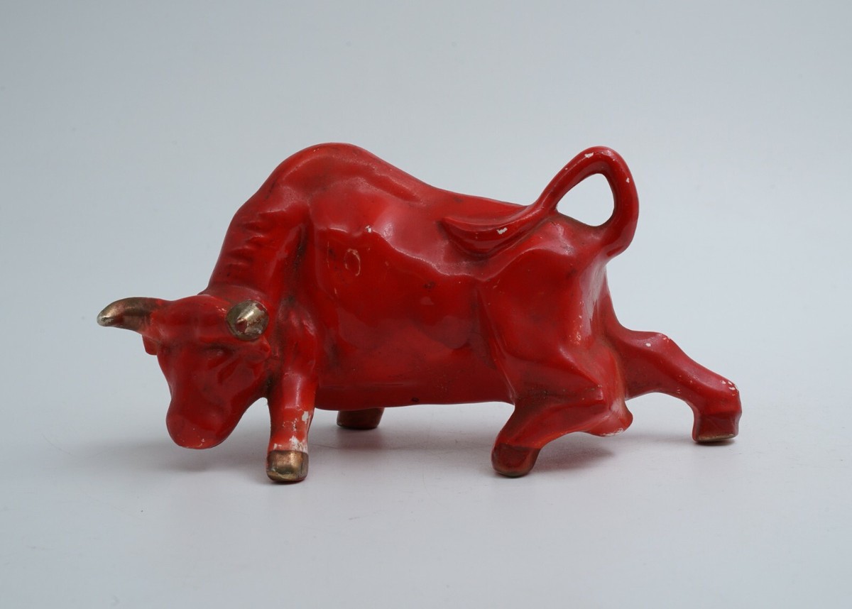 Vintage Red Bull Figurine Japan Ceramic | eBay