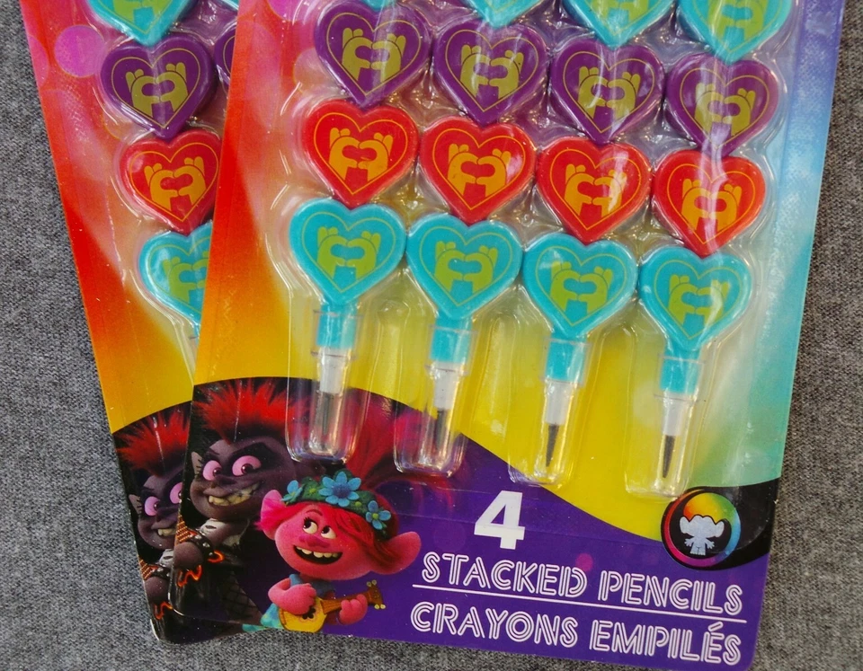 Lápices apilados Trolls World Tour | Favores de fiesta | Relleno de medias Foto 3 de 4