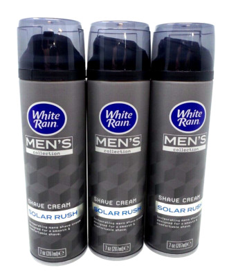 Lot of 3 White Rain Men's Collection Shave Cream Solar Rush - 7 oz ea.