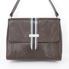 Vtg Tre Vero Handbag Women M Brown Leather Messenger Shoulder Bag Stripe