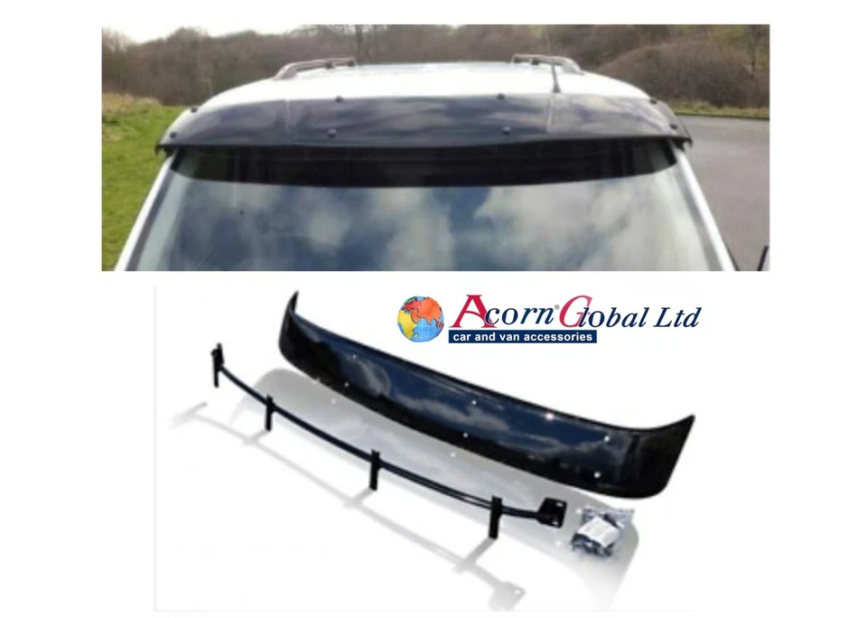 PARA FORD TRANSIT MK7 07-13 NEGRO SÓLIDO VISERA DE SOL DEFLECTOR DE VIENTO  - Imagen 4 de 4