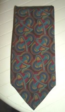 Karl Lagerfeld Silk Tie Burgundy/Olive/Teal Geometric Pattern 3-3/4" x 56"