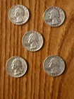 (5) 1950s Era Washington SILVER Quarters