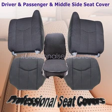For 2003-2007 Chevy GMC 1500 2500 Both Side & Middle Side Cloth Seat Cover Gray