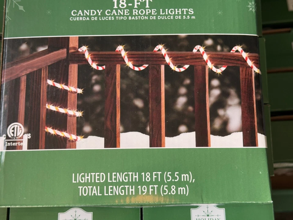 ¡Nuevo! Luz de cuerda LED Candycane de 15 pies Holiday Time CANE BASTÓN DE CARAMELO NAVIDAD Foto 4 de 4