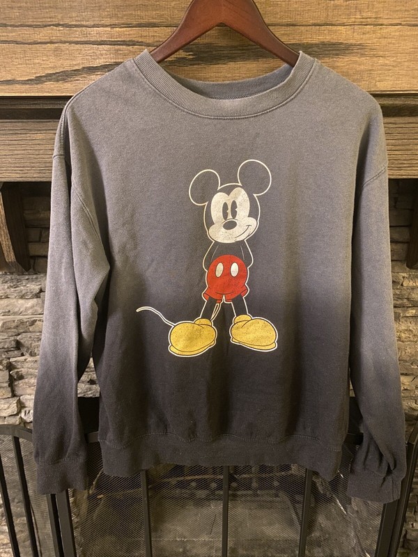 Vintage Disney Mickey Mouse  Crewneck dark gray Ombré Sweatshirt Sz M