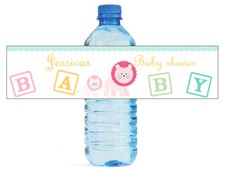 100 Mom Baby Lion Baby Shower Birthday Water Bottle Labels Gender Reveal