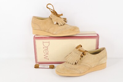 NOS Vtg 90s Streetwear Womens 7.5 2E Fringed Chunky Leather Platform Shoes USA
