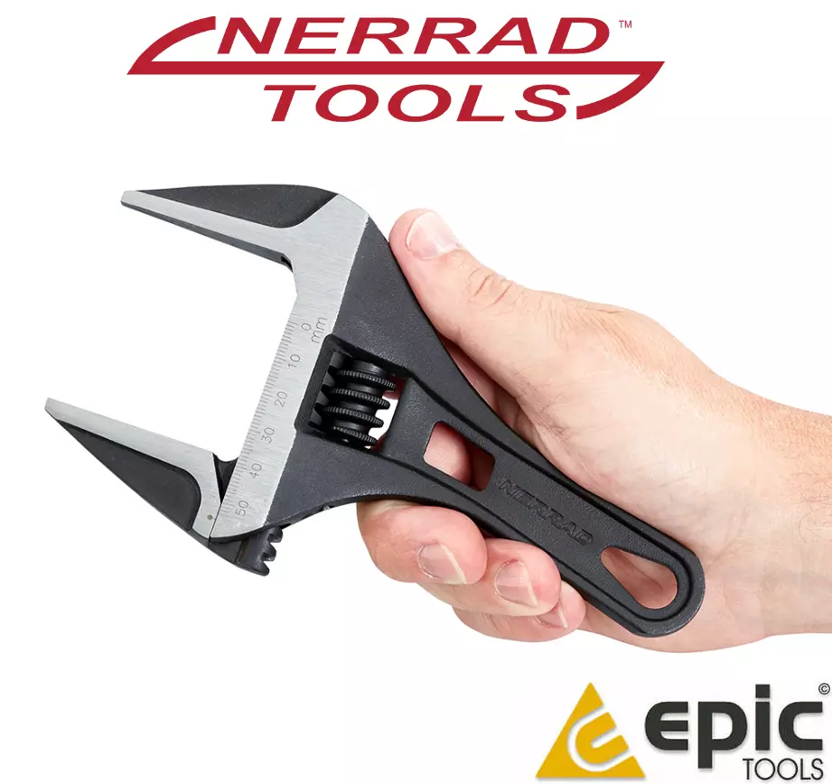 Nerrad 54mm Extra Wide Jaw Stubby 180mm Adjustable Wrench Plumber Spanner NTSWS4