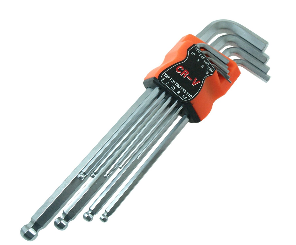 Innensechskantschlüssel-Set Mit Kugelkopf – 8 Stück, Metrisch 2 Mm Bis 8 Mm – Zusammenklappbar, Mit Aluminiumhalter