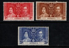 Antigua 1937 King George VI Coronation SG95-97 Mint