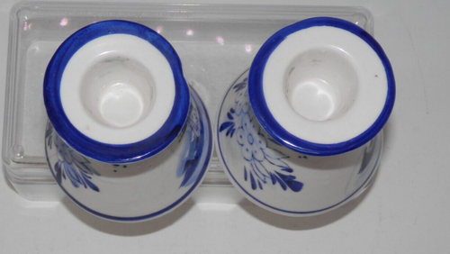 Vintage Delft Blue Windmill Hand Painted Ceramic Taper Candlestick Holders 2.5" - Picture 8 of 14