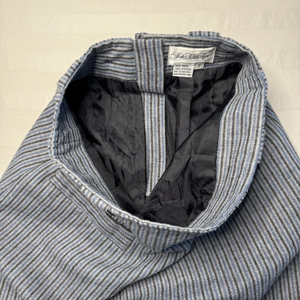 Minifalda retro vintage Saks Fifth Avenue para mujer 7 bolsillos a rayas mezcla lana Foto 4 de 4