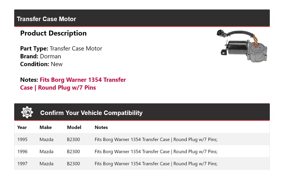 Para Mazda B2300 Dorman 1995-1997 caja de transferencia motor 1996 Foto 2 de 4