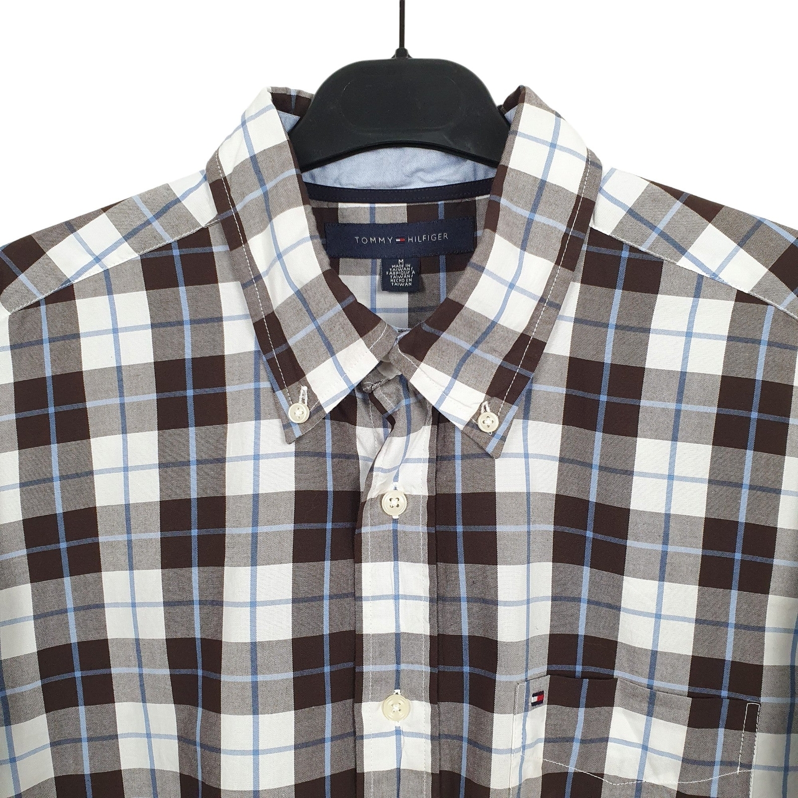 TOMMY HILFIGER Brown Check Shirt Long Sleeve Casual Mens L image 2